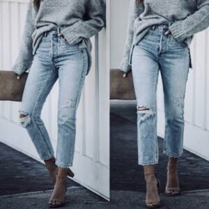 NWT Twelve by OnTwelfth Button Fly High Waisted Jeans in Distressed Wash 25